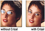 Glasses without and with Crizal