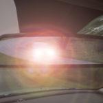 Headlight glare in rear view mirror. Night vision loss.