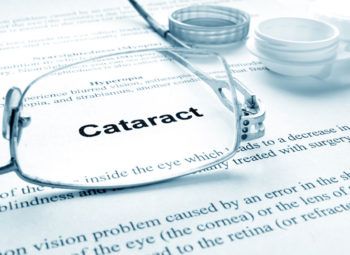 Document containing cataract information with eyeglasses and contact lenses.