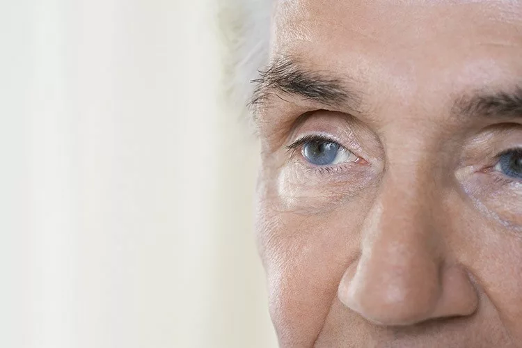 Close-up of a senior man's eye